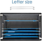 PRANDOM File Organizer Box - Set of 4 Collapsible Decorative Linen Filing Storage Hanging File Folders with Lids Office Cabinet Letter Size Black (14x9.3x10.8 inch)