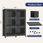 600 QT Extra Large Stackable Storage Bins with Lid, 150 Gal Collapsible Storage Box with Wheels, Folding Closet Organizers and Storage Cabinet with Doors for Home, Kitchen, Office, 3Pack Black