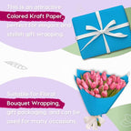 PerkHomy 24" x 2,400" (200') Lake Blue Kraft Paper Roll for Craft Bulletin Board Paper Art Table Covering Crafting Gift Wrapping Bouquet Packing Parcel 80GSM 55LB (Lake Blue, 24" x 200')