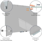 TSJ OFFICE Glass Dry-Erase Board - 48 x 36 Inches Wall Mounted Magnetic Whiteboard, Large Frameless Glass White Board for Office, Home & School, Gray