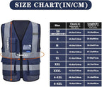 navy blue safety vest with zipper pockets