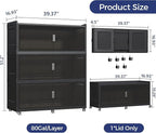 240Gal Extra Large Stackable Storage Bins with Lid, 960Qt Collapsible Storage Box with Wheels, Closet Organizers and Storage Cabinet Container for Home, Kitchen, Office, Bedroom, 3Pack Black