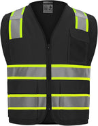 High visibility Class 2 Safety Vest，Hi Vis Vest with 2 inch wide Reflective Strips，Construction vest for men