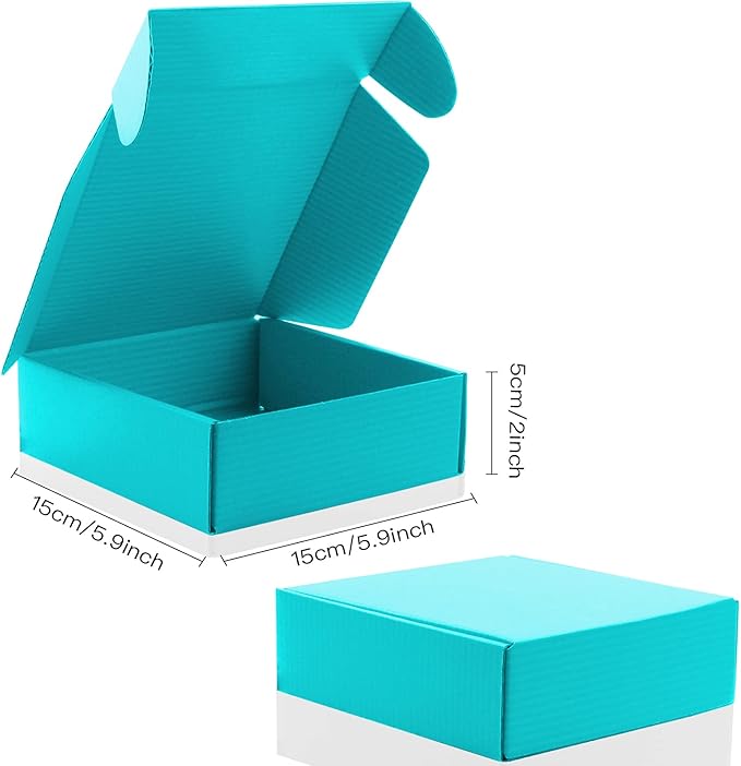 Cardboard Boxes Shipping Boxes,15 Pack Recyclable Corrugated Cardboard Box Small Mailing Storage Gift Boxes for Shipping, Mailing, Gifts Packaging, 6x6x2" (Blue)