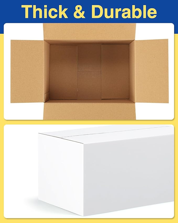 40-Pack-Small-Shipping-Boxes-6x4x4, Corrugated-Cardboard-Boxes-for-Packaging-Small-Business, White-Boxes-Mailers