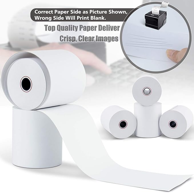 Azure Zone, Thermal Paper 3-1/8 X 230ft 50 Rolls, Fits Most POS Machines and Cash Registers, Great for Business Sales