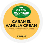 Green Mountain Coffee Roasters Caramel Vanilla Cream, Single-Serve Keurig K-Cup Pods, Flavored Light Roast Coffee Pods, 32 Count