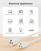 Cable Matters [UL Listed] 2-Pack 16 AWG Heavy Duty 13A Power Extension Cord - 6ft, 3 Prong Power Cord Extension, NEMA 5-15P to NEMA 5-15R, White