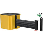 WM412 Retractable Belt Wall Mounted Yellow Crowd Control Barrier and Receiving End, 15' Black Belt