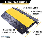 Kable Kontrol Atlas Heavy Duty Cable Protector Ramp - 2 Channel - 1 Pc - 35” Long Black & Yellow – 32000 Lbs Capacity - Rubber Speed Bump Wire Protector Cord Cover – CP9985