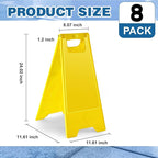 8 Pack 24 Inch Blank Floor Sign Yellow A-frame Foldable Caution Sign Write-On Double Sided Safety Warning for Pool Restaurant Restroom Office