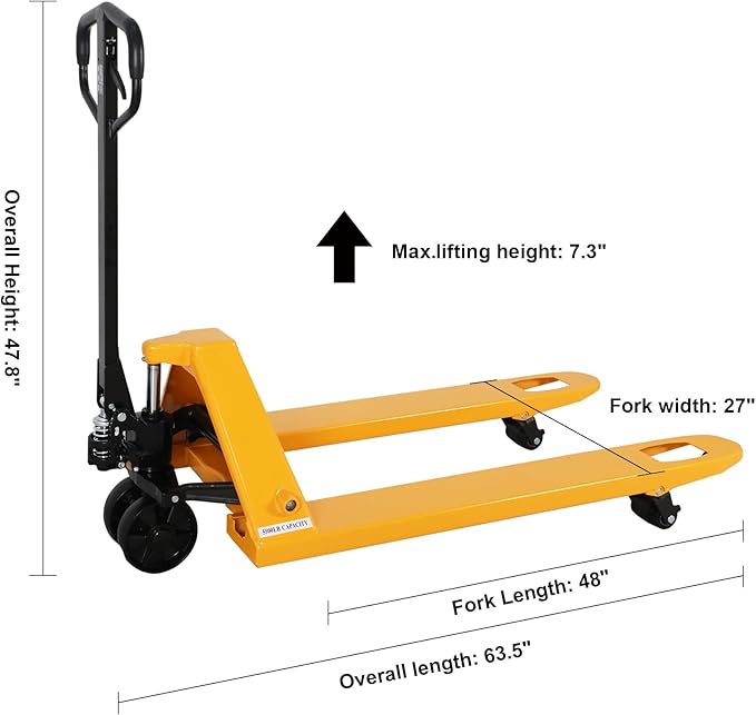 Manual Pallet Jacks 5500lbs Capacity Industrial Hand Pallet Truck 48" Lx27''W Fork Size