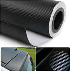 3D Black Carbon Fiber Vinyl Bubble Car Wrap Film Automotive DIY Decals (120" x 48" / 10 FT x 4 FT)