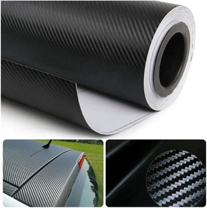 3D Black Carbon Fiber Vinyl Bubble Car Wrap Film Automotive DIY Decals (72" x 48" / 6 FT x 4 FT)