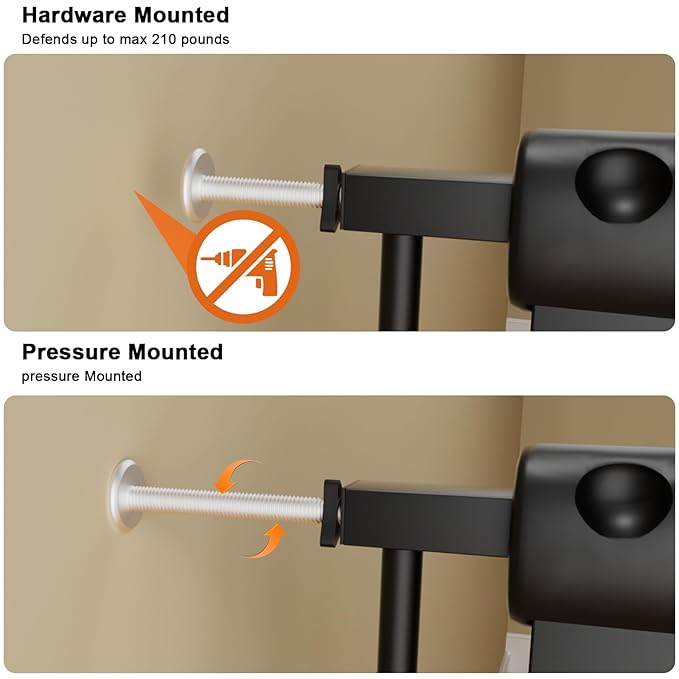 Extra Wide Baby Gate Extra Wide Extra Tall Dog Gates for Stairs Doorways Black Metal Tension Indoor Safety Gates with Pressure Mount 76.38-81.1 Inch