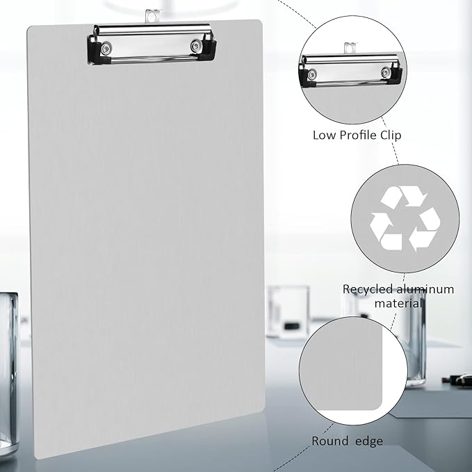 Epakh 24 Pieces Clipboard Bulks Metal Clipboard Aluminum Office Low Profile Clip Standard A4 Letter Size Metal Clip Board, Size 12.5 x 9 Inch