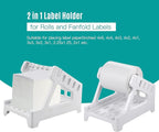Eujgoov 2 in 1 Label Holder, 20 x 15.6 x 13.4cm Plastic Desktop Label Printers Shipping Thermal Labels