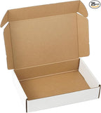 25 Pack 9"x6"x2" inch Small Shipping Boxes White Corrugated Cardboard Box for Small Business, Mailer, Shipping, and Packing