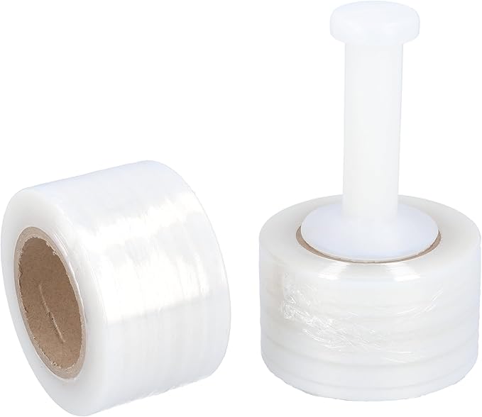PSBM 18 Rolls 3 Inch x 1000 Feet 80 Gauge Mini Stretch Film/Wrap with Plastic Handle, Industrial Strength Up to 500% Ultimate Stretch, Clear Shrink Plastic Wrap for Moving, Packing, Shipping