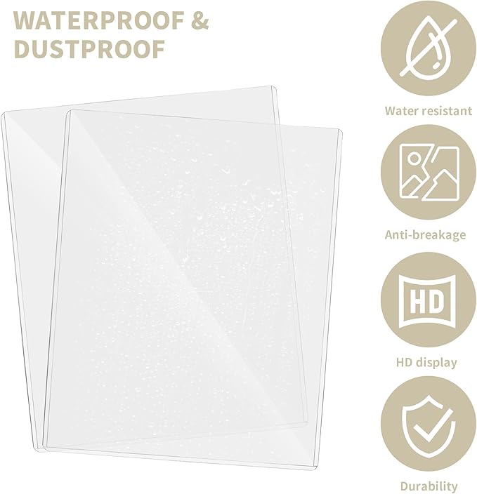 souG 15 Pack 8.5" x 11" Rigid Print Protectors, Clear Waterproof Hard Plastic Page Sheet Protectors, Paper Sleeves Photo Plastics Sleeves Hard Plastic Document Holder Birth Certificate Protector