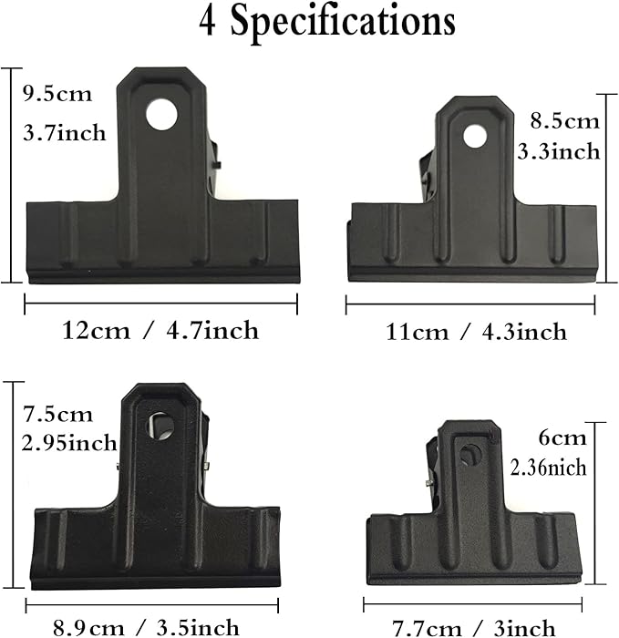 Locci Black Large Bull Clips,10 Pack Medium Binder 3 Inch Drawing Board Clips,Big Clip for Food Bags,Art,Office and Home Kitchen (77 mm)