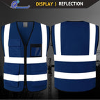 Hi Vis Reflective Safety Vest for Men Women Mesh High Visibility Vest with Pockets,Meets ANSI/ISEA Standards(EK170-Mesh-Blue-L)