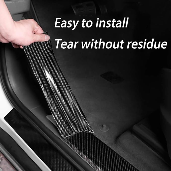 DGSL Car Door Edge Guards Door Sill Protector, 1.2In x 16.4Ft+2In x 16.4Ft+2.7In x 33Ft 5D Carbon Fiber Car Wrap Film, Vinyl Automotive Wrap Film Anti-Collision Fits for Most Car (Black)