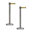 CCW Series RBB-100 - Set of 2 Stanchion Retractable Belt Barriers (11 Foot Belt, Yellow with"Authorized Access ONLY" Black Letters Belt with Satin Stainless Steel Post)