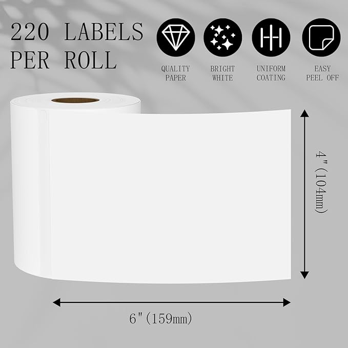 4"x6" (10 Rolls) BESTIKER Direct Thermal Shipping Labels Compatible with 4XL Label Writer 1744907, 1755120, Perforated Postage Label Paper for Thermal Printer, 220 Labels/Roll