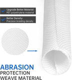 Split Braided Cable Sleeve，Flexible Wire Loom Tubing, Automotive Cord Protector Pet Proof, Cable Management for Computer TV Electric Wires Harness 16ft (White, 32mm（1-1/4")