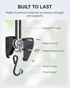 Fondwell 1/4" Rope Tie-Downs Ratchet Straps: 12 Pack of Heavy Duty Adjustable Hangers for Various Hanging and Strapping