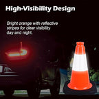 6 Pack 12" Orange PVC Safety Cones with Reflective Stripe, Black Base Stackable Training Cones for Soccer, Sports Drills, Gym, and Indoor or Outdoor Activities (6, Orange, 12 Inch)