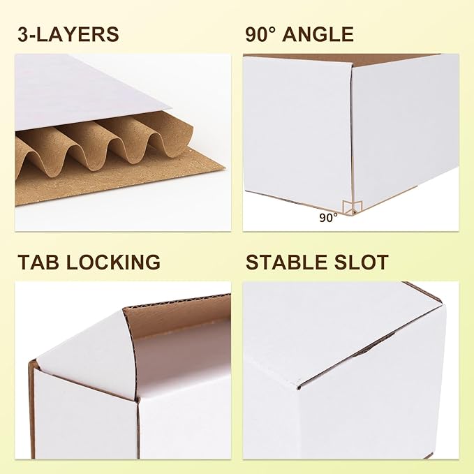 WIFTREY 40 Pack 4.6x2.2x2.2 Small Shipping Boxes for Packing Small Business, White Corrugated Cardboard mailing Box for Shipping
