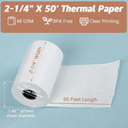 2 1/4 x 50 Thermal Receipt Paper Rolls, POS Cash Register Paper Rolls, BPA Free 2.25x50ft Long Per Thermal Paper Receipt 50 Rolls