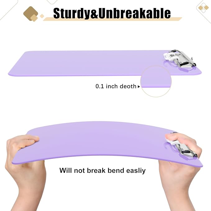 Hongri Plastic Clipboard with Pen Holder, Purple 8.5x11 Letter Size Clip Board for Classroom, Office, Students, Nurses and Women, Low Profile Clip, Size 12.5 x 9 in(Pack of 2)