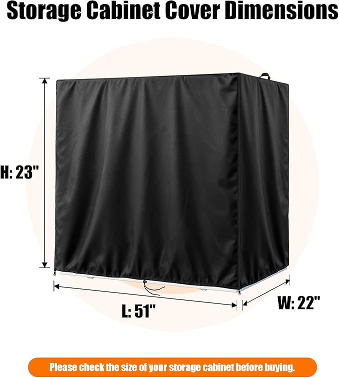 Kasla Storage Cabinet Cover, Outdoor Chest Storage Waterproof Cover, Weatherproof Cabinets Covers for Kitchen Patio Garden Backyard - 51"Lx22"Wx23"H