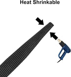 MECCANIXITY Braided Cable Sleeves Heat Shrinkable Fabric Sleeving, 1" 60ft Black 2:1 Ratio Heat Shrinkable Cord Protector for Harness Cable, Network Cable Protection, Cable Management