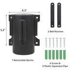 A-KARCK Wall Mount Retractable Belt 16 Foot 2 Packs, Crowd Control Wall Barrier with Steel Case Black and Yellow Belt Works in Any Weather Conditions