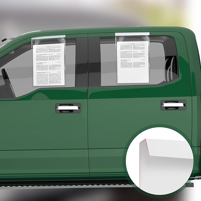 Generic Clip-On Window Form Holders - 9" x 13" Clear Pouch Form Holders for Car Dealership - Convenient Document Display Solution - Pack of 150
