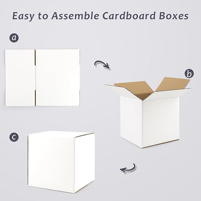 Frametory 7x7x7 Pack of 25 Corrugated Cardboard Packing Shipping Mailing Moving Carton Boxes, White