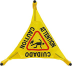 6 PCS Pop up Wet Floor Sign with Storage Tube, 20 Inch Wet Safety Warning Caution Cone Yellow Warning Sign for Commercial Stores Grocery Office Use,with Umbrella Frame