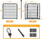 56in(H) Garden Fence, 10 Panels Total 22.1 Ft(L), Garden Fence with Low Threshold Gate, Anti Dig Fence Barrier, Fencing for Garden Beds, Black Metal Decorative Garden Fencing