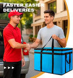 XXXL Insulated Food Delivery Bag - Reusable Thermal Cooler Grocery Bags for Catering & Delivery, Pizza Carrier for Events, Large Capacity Bag Keeps Food Hot/Cold for Shopping, Commercial (Blue, 1PK)