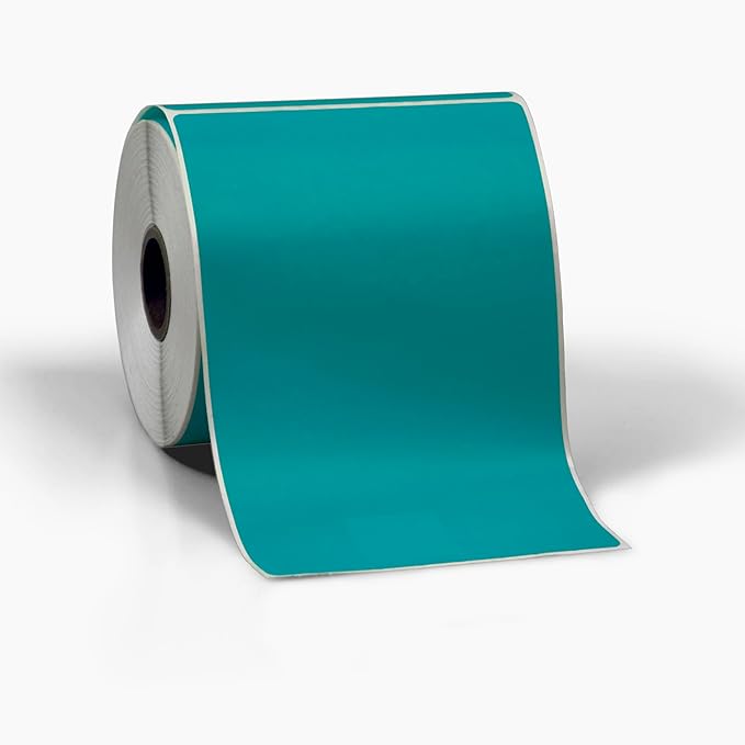 4" X 6" Direct Thermal Perforated Stickers Labels for Shipping Labels, Inventory, and Color Coding - Compatible with Zebra, Rollo, Godex and More (Teal, Pallet)