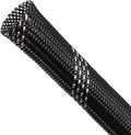 Braided Cable Sleeving, PET Expandable Braided Cable Sleeve, Flexible Mesh Sleeving Cord Management for Audio Video and Other Home Device, Cord Protector from Pets (Black Silver, 1/8" x 25ft)