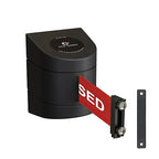 Crowd Control Warehouse - CCW Series WMB-220 Magnetic Wall Mount Retractable Belt Barrier - 15 Foot, Red with"This LINE is Closed" White Letters Belt with Black ABS Case