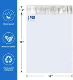 NB 10x13 Inch - 1000 Pcs White Poly Mailers Strong Adhesive Self-Seal Shipping Envelopes, Tear & Water Resistant Packaging for E-Commerce and Small Business