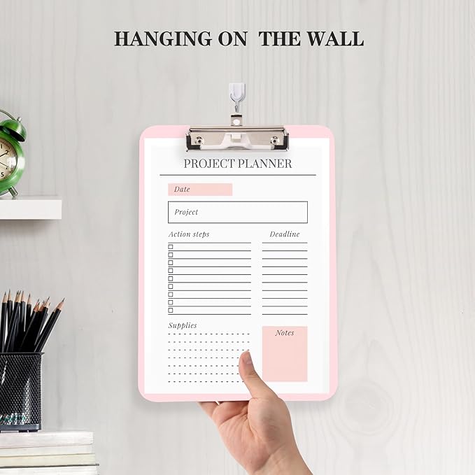 2 Pack Pink A4 Clipboard with Pen Holder,Standard Letter Size,Heavy Duty Clip Boards 8.5x11,Cute Clipboards for Women Kids Students,Nurses, School Office Home Supplies