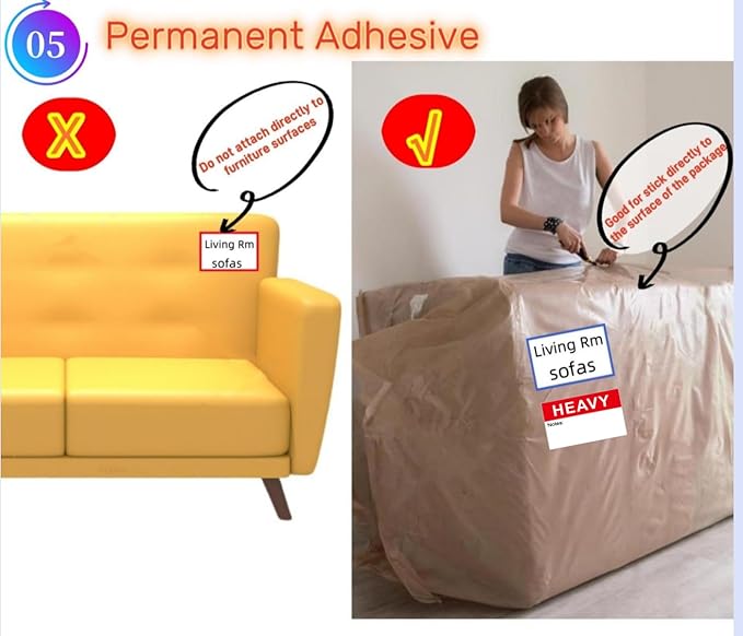 5" x 3" Large Moving Labels for Home Packing Box 6 Color Coded Border Label 162pcs with Writable Notes Areas, Fragile Stickers, Heavy Sticker. Permanent Adhesion