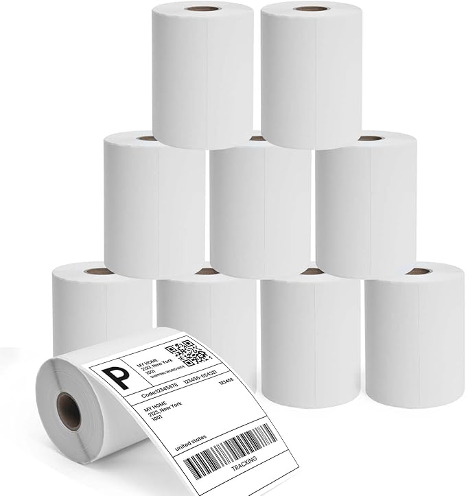 ADHES 4x6 Thermal Shipping Labels 10 Pack – 220 Labels Per Roll, 2200 Total, Top-Coated Strong Adhesive Thermal Label Printer Paper, BPA/BPS Free 4x6 Shipping Labels for Mailing and Packaging